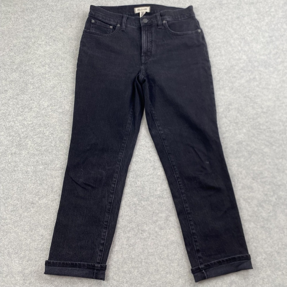 Madewell Perfect Vintage Jeans Womens 28 Black Mid Rise Straight Denim 31x26